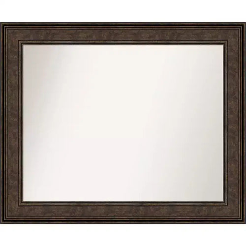Amanti Art 34"x28" Non-Beveled Ridge Bronze Wall Mirror : Rectangle, Modern Style, Polystyrene Frame