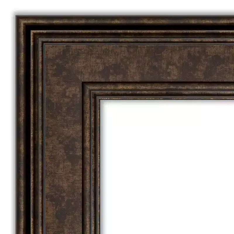 Miroir mural bronze non biseauté 34" x 28" Ridge : Rectangle, style moderne, cadre en polystyrène