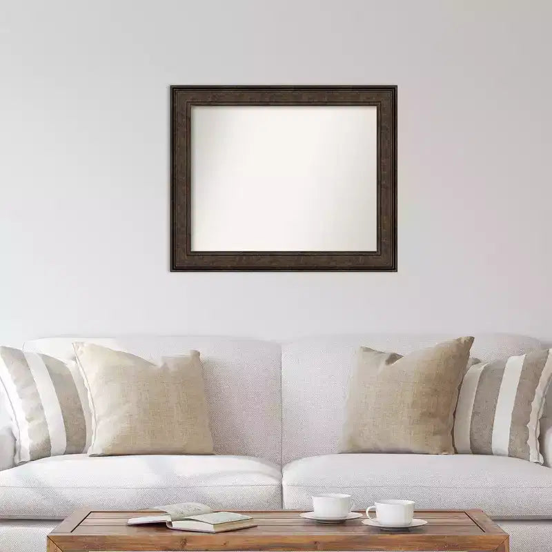 Miroir mural bronze non biseauté 34" x 28" Ridge : Rectangle, style moderne, cadre en polystyrène