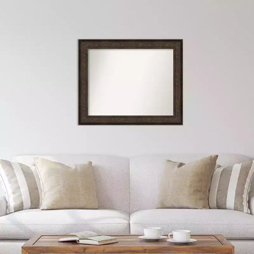 Miroir mural bronze non biseauté 34" x 28" Ridge : Rectangle, style moderne, cadre en polystyrène