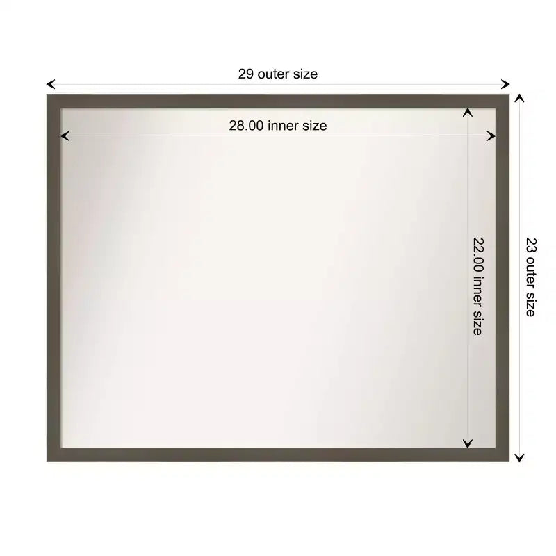 Miroir mural de salle de bain en bois Svelte gris argile non biseauté 30 po x 24 po