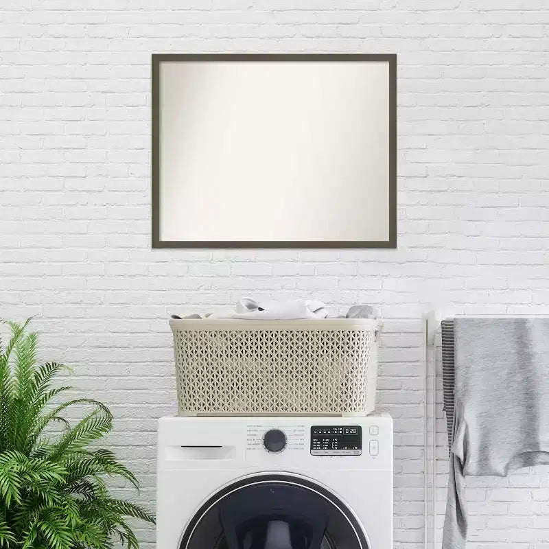 Miroir mural de salle de bain en bois Svelte gris argile non biseauté 30 po x 24 po