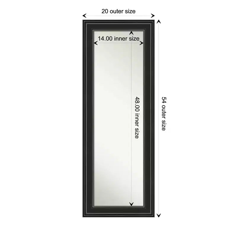 Miroir de porte long non biseauté noir 20 x 54 pouces, à suspendre, aucun assemblage requis