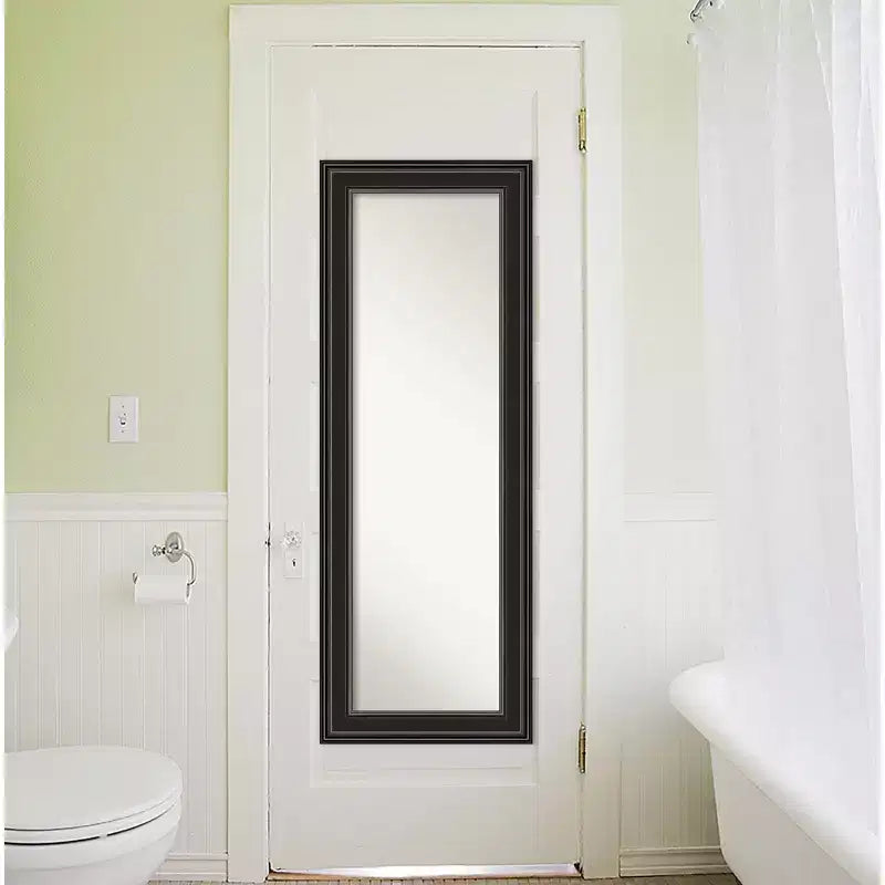 Miroir de porte long non biseauté noir 20 x 54 pouces, à suspendre, aucun assemblage requis