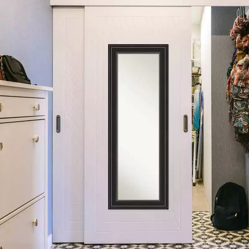 Miroir de porte long non biseauté noir 20 x 54 pouces, à suspendre, aucun assemblage requis