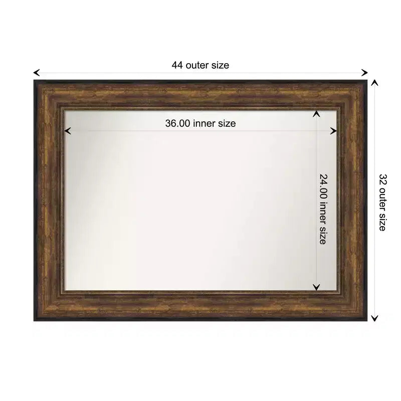 Miroir mural en bronze de 112 x 81 cm pour salle de bal sans biseau : cadre en polystyrène, décoration moderne