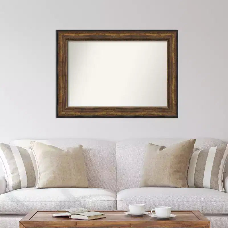 Miroir mural en bronze de 112 x 81 cm pour salle de bal sans biseau : cadre en polystyrène, décoration moderne