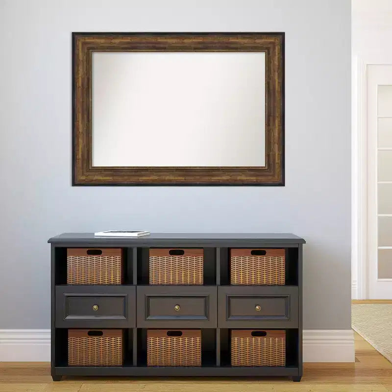 Miroir mural en bronze de 112 x 81 cm pour salle de bal sans biseau : cadre en polystyrène, décoration moderne