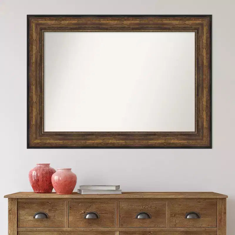 Miroir mural en bronze de 112 x 81 cm pour salle de bal sans biseau : cadre en polystyrène, décoration moderne