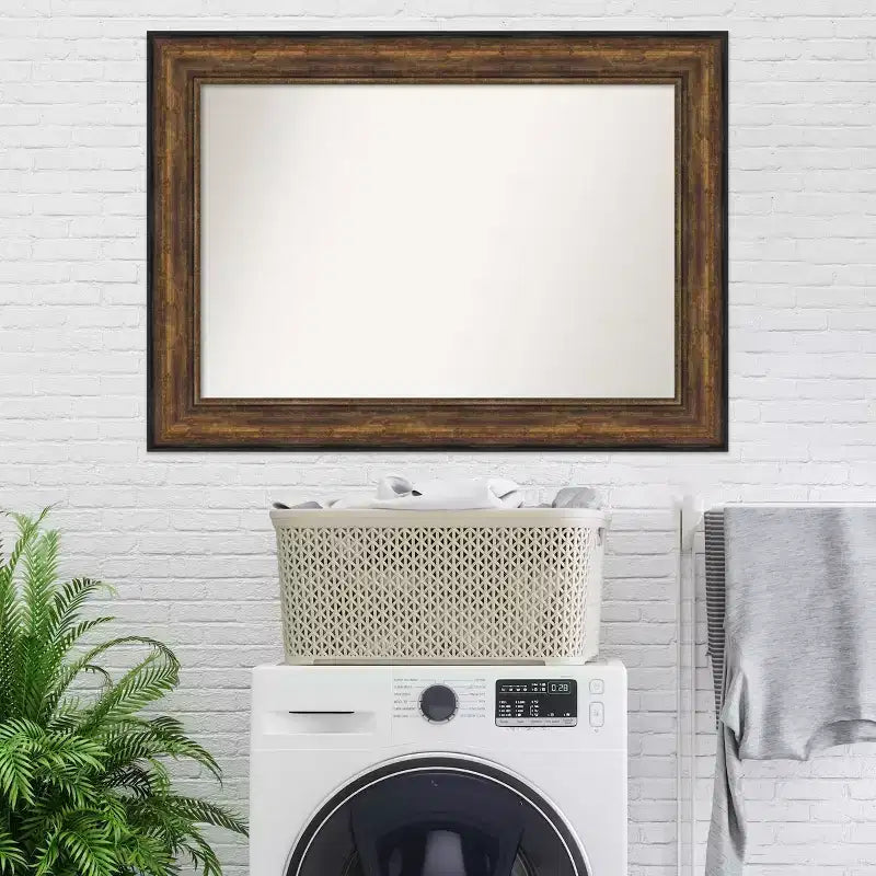 Miroir mural en bronze de 112 x 81 cm pour salle de bal sans biseau : cadre en polystyrène, décoration moderne