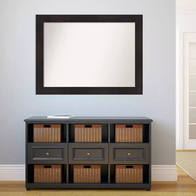 Miroir mural espresso non biseauté 44" x 33", décoration moderne, quincaillerie de montage incluse