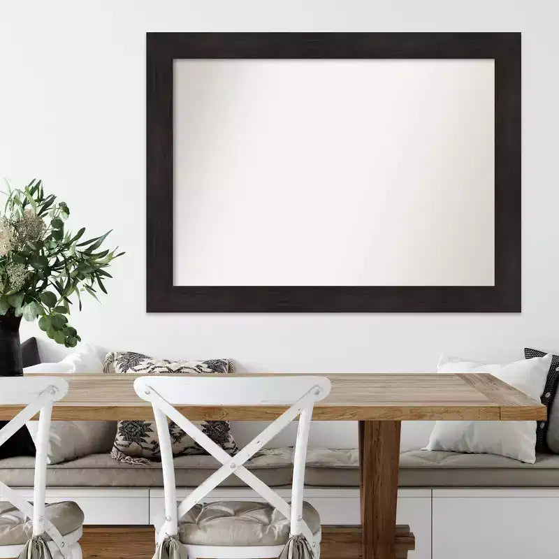 Miroir mural espresso non biseauté 44" x 33", décoration moderne, quincaillerie de montage incluse