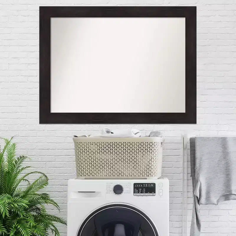 Miroir mural espresso non biseauté 44" x 33", décoration moderne, quincaillerie de montage incluse