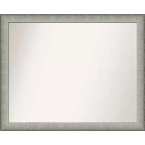 31" x 25" Non-Beveled Wall Mirror Brushed Pewter, Modern Vanity Decor - Amanti Art