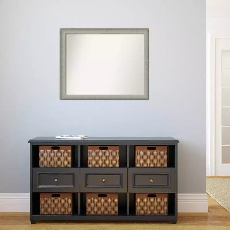 Miroir mural non biseauté 31" x 25", étain brossé, décor de vanité moderne