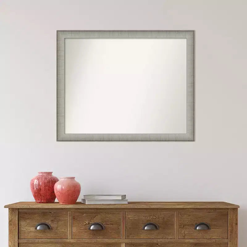 Miroir mural non biseauté 31" x 25", étain brossé, décor de vanité moderne