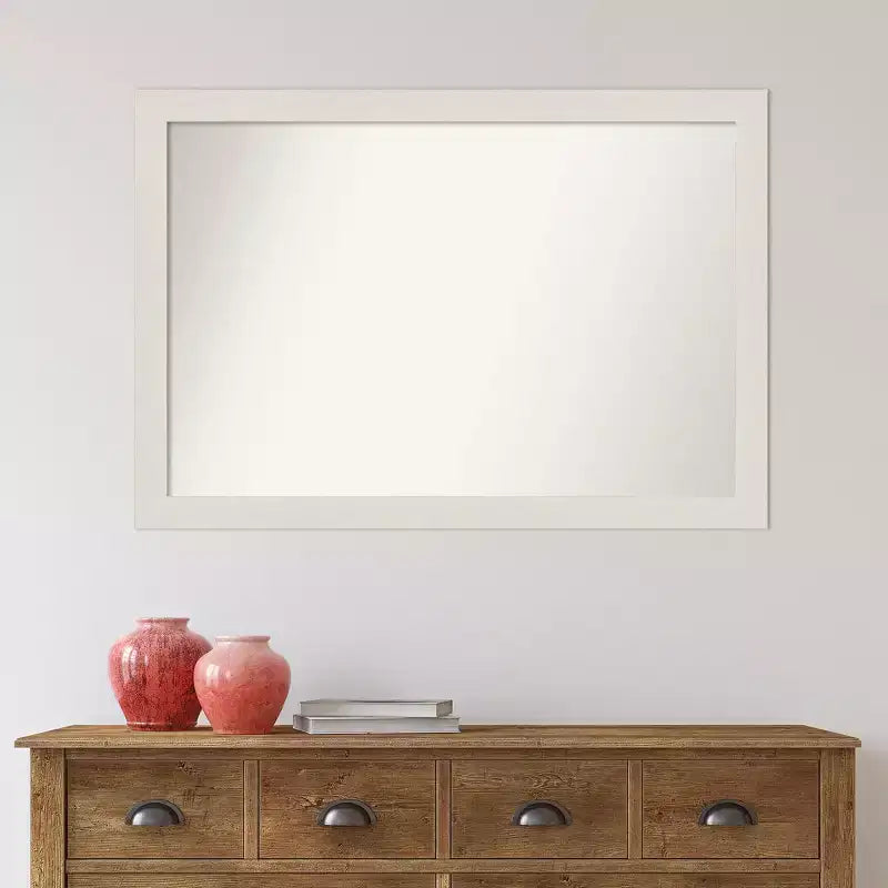 Miroir mural étroit blanc rustique en planches, non biseauté, pour salle de bain, 40" x 28" : Matériel de montage inclus