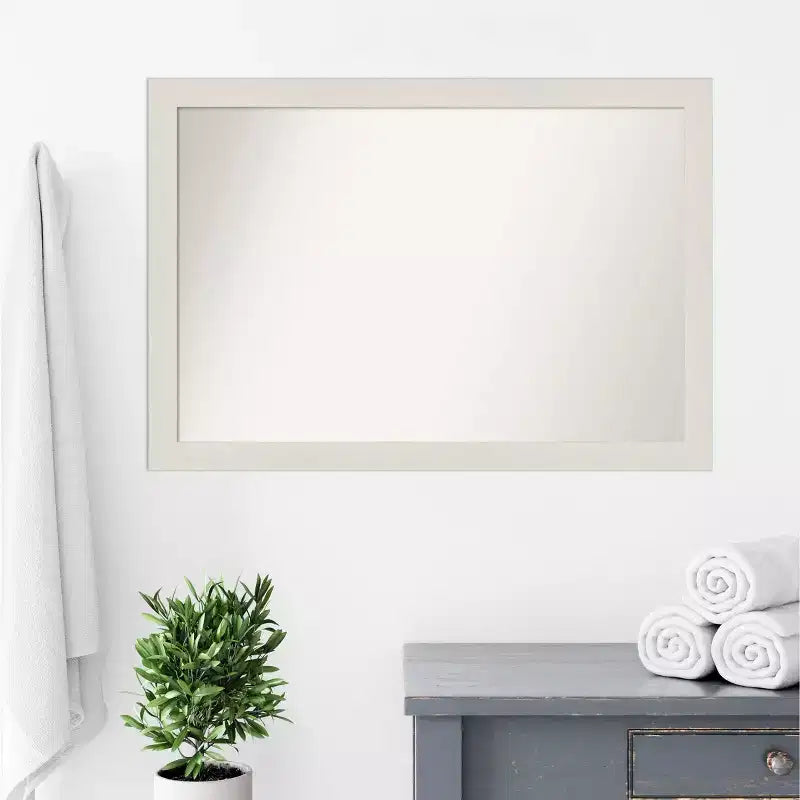 Miroir mural étroit blanc rustique en planches, non biseauté, pour salle de bain, 40" x 28" : Matériel de montage inclus