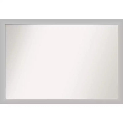 39" x 27" Non-Beveled Low Luster Wood Bathroom Wall Mirror Silver - Amanti Art: Modern Rectangle, Wall Mount, Includes Hardware