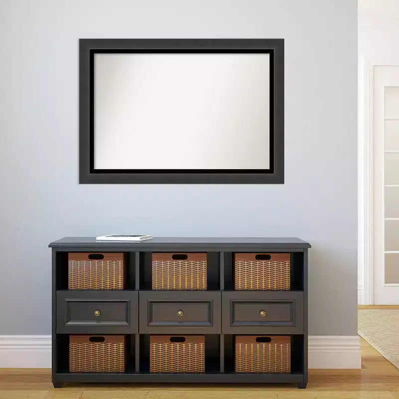 Miroir mural de salle de bain noir tuxedo non biseauté 41" x 29" : rectangle moderne, cadre en polystyrène, fixation murale