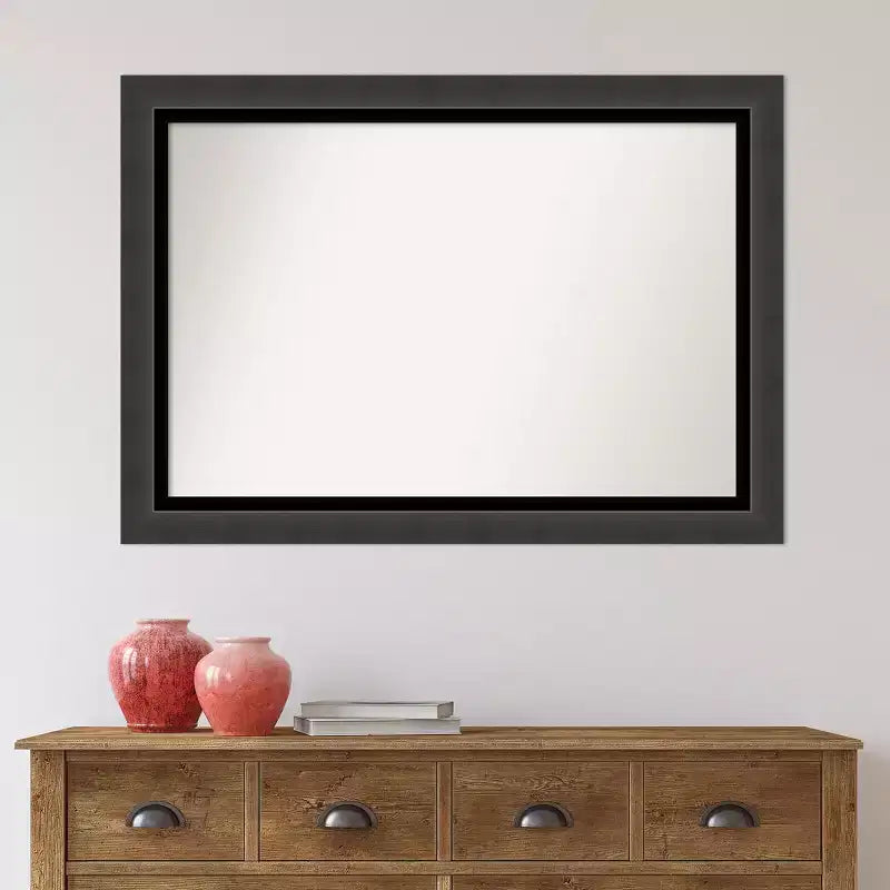 Miroir mural de salle de bain noir tuxedo non biseauté 41" x 29" : rectangle moderne, cadre en polystyrène, fixation murale