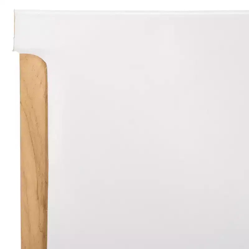 Chaise de salle à manger sans accoudoirs, structure en teck avec assise en cuir cognac