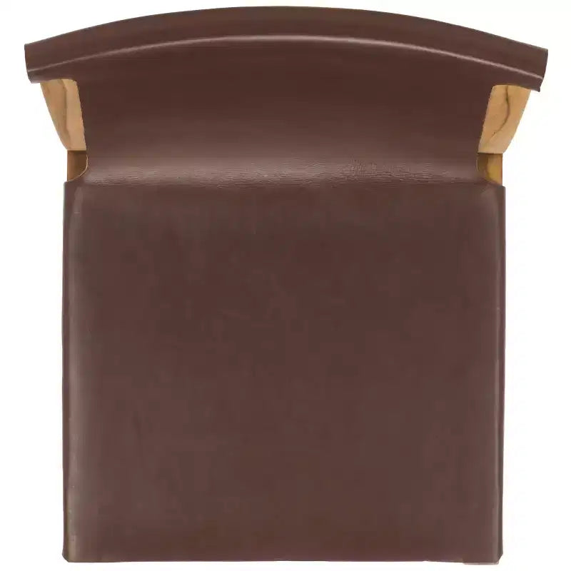 Chaise de salle à manger sans accoudoirs, structure en teck avec assise en cuir cognac