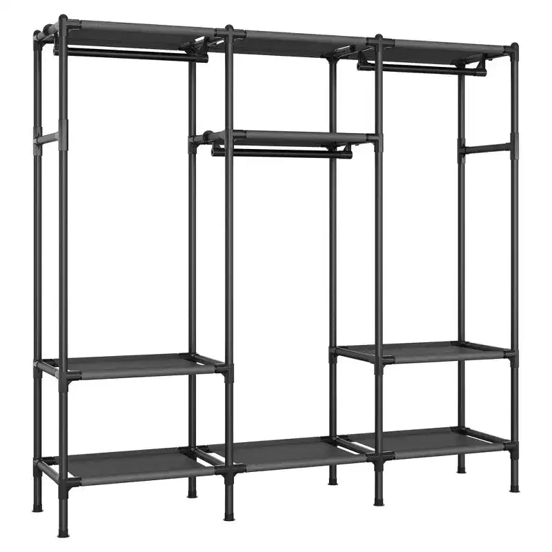Placard portable grande capacité de 72 pouces, organisateur de penderie robuste avec tringles à suspendre et étagères, noir encre