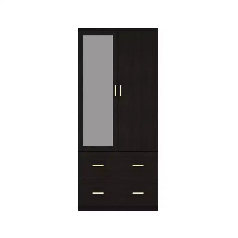 Organisateur de vêtements de garde-robe multi-rangements avec miroir et tringles de suspension