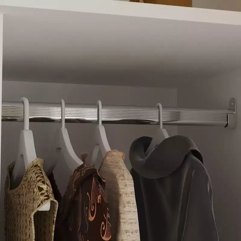 Organisateur de vêtements de garde-robe multi-rangements avec miroir et tringles de suspension