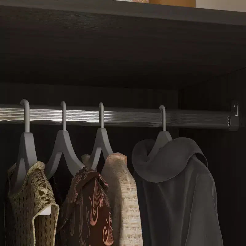Organisateur de vêtements de garde-robe multi-rangements avec miroir et tringles de suspension