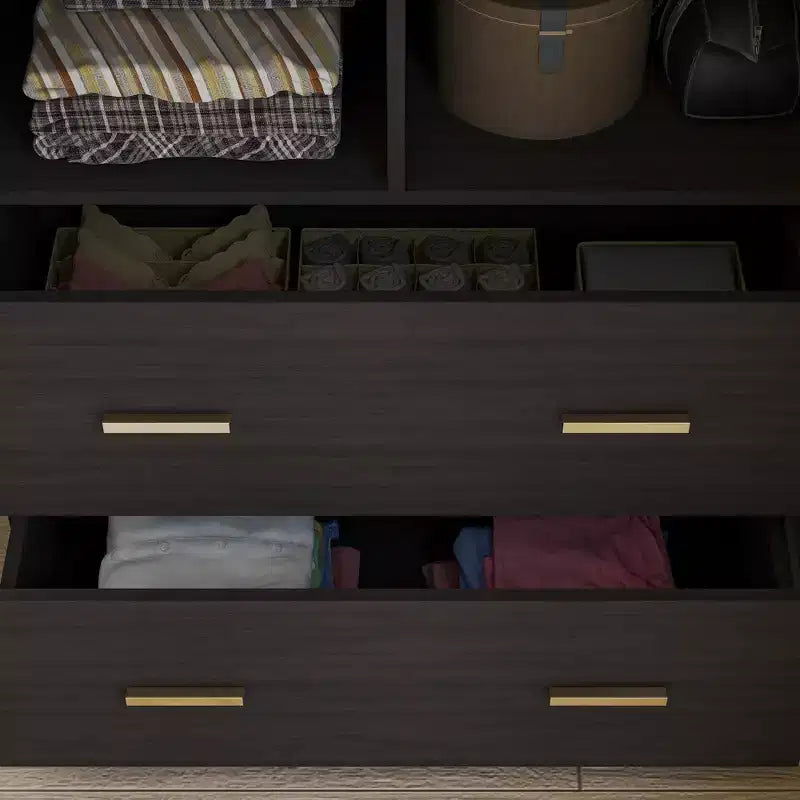 Organisateur de vêtements de garde-robe multi-rangements avec miroir et tringles de suspension