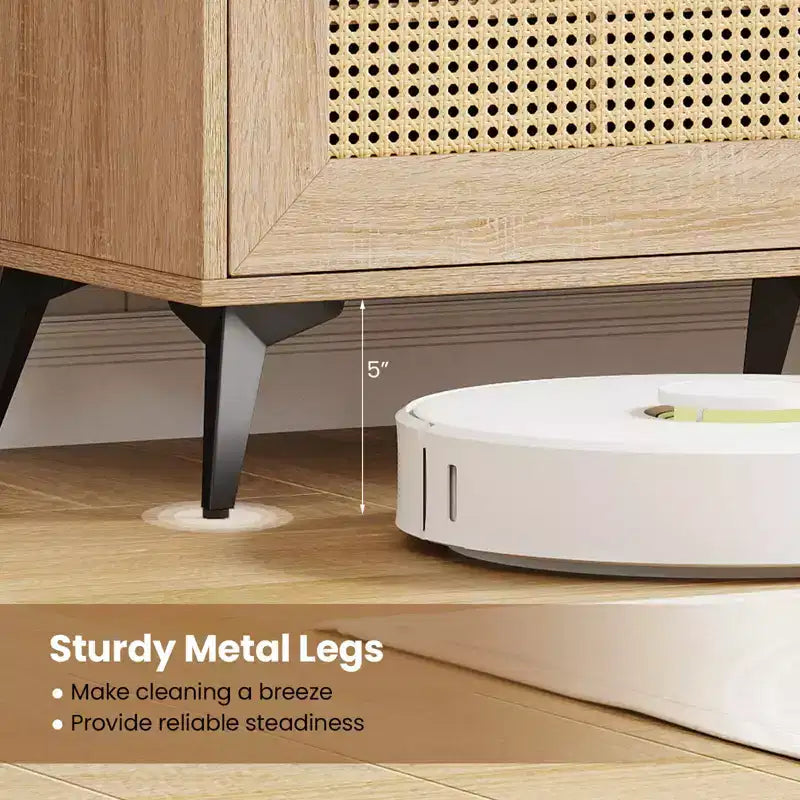 Meuble TV bohème pour téléviseurs de 65 pouces, meuble de divertissement moderne avec tiroir et 2 armoires de rangement