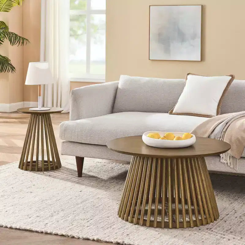 Table basse ronde en bois de 15,75 po