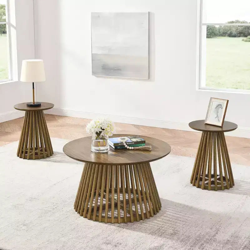 Table basse ronde en bois de 15,75 po