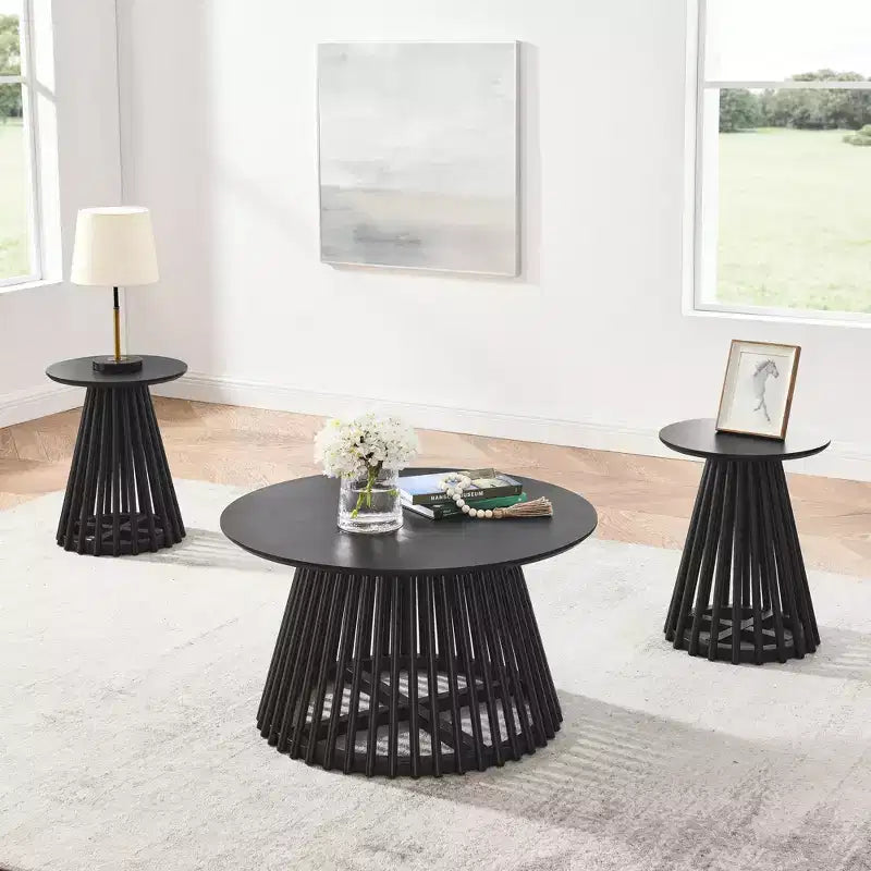 Table basse ronde en bois de 15,75 po