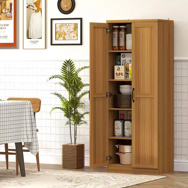 Garde-manger de cuisine, meuble de rangement autonome à 5 niveaux avec 2 étagères réglables pour salle à manger, salon