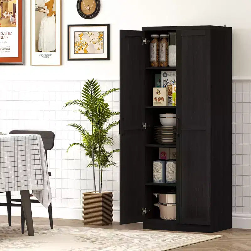 Garde-manger de cuisine, meuble de rangement autonome à 5 niveaux avec 2 étagères réglables pour salle à manger, salon
