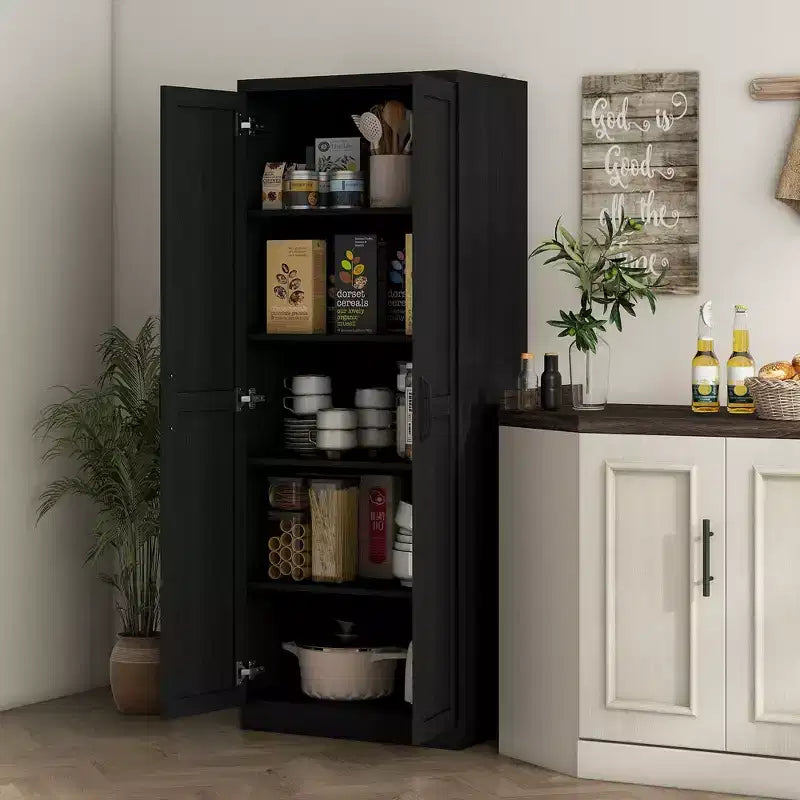 Garde-manger de cuisine, meuble de rangement autonome à 5 niveaux avec 2 étagères réglables pour salle à manger, salon