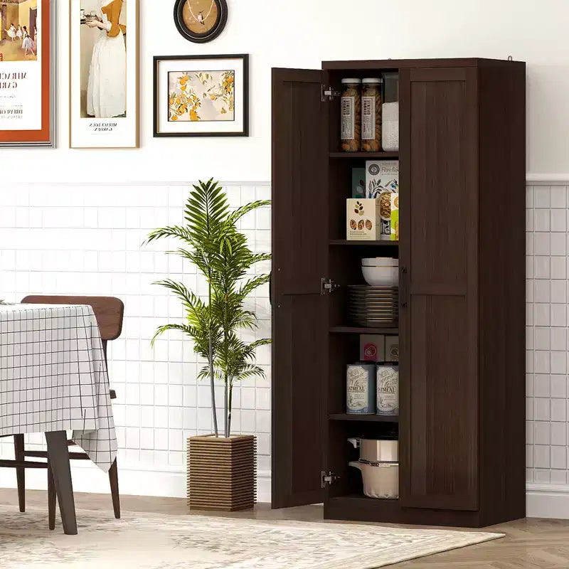Garde-manger de cuisine, meuble de rangement autonome à 5 niveaux avec 2 étagères réglables pour salle à manger, salon