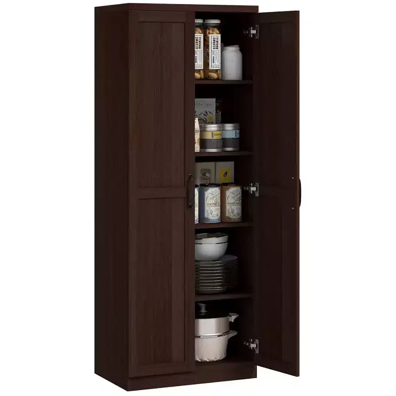 Garde-manger de cuisine, meuble de rangement autonome à 5 niveaux avec 2 étagères réglables pour salle à manger, salon