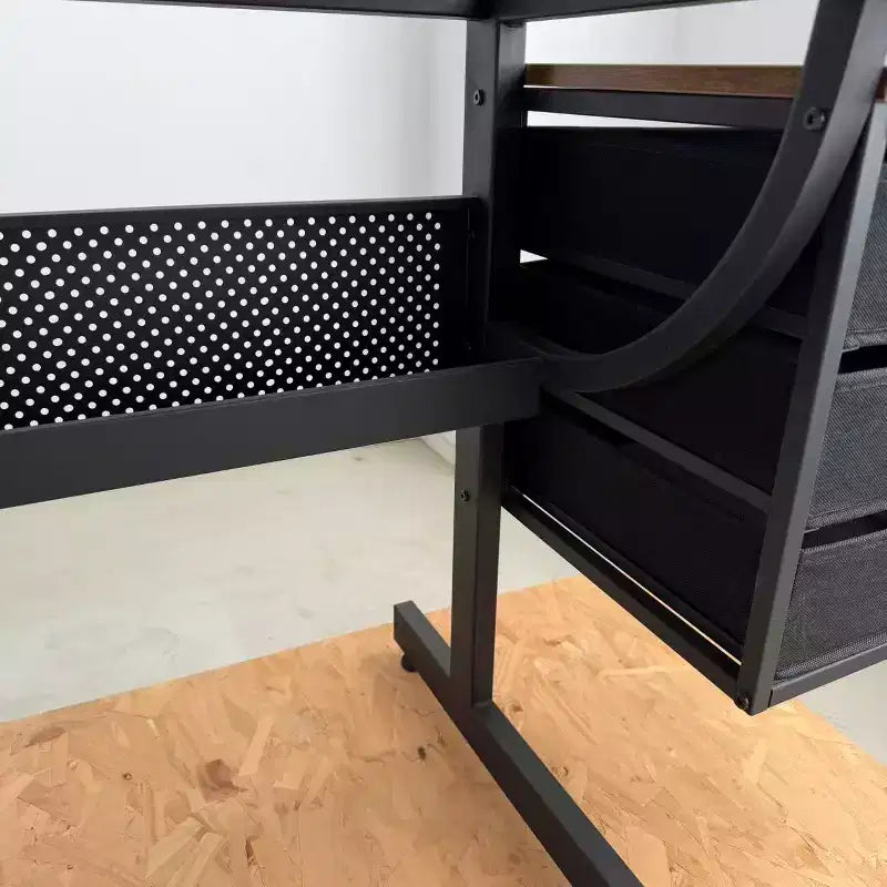 Table à Dessin Réglable en Hauteur avec Tabouret et 3 Tiroirs de Rangement, Noir