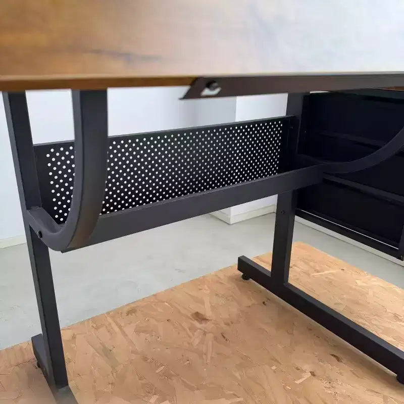 Table à Dessin Réglable en Hauteur avec Tabouret et 3 Tiroirs de Rangement, Noir