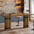 Table de bar industrielle de 180 cm, table de pub hauteur comptoir, meuble de bar rectangulaire pour salon, petits bars