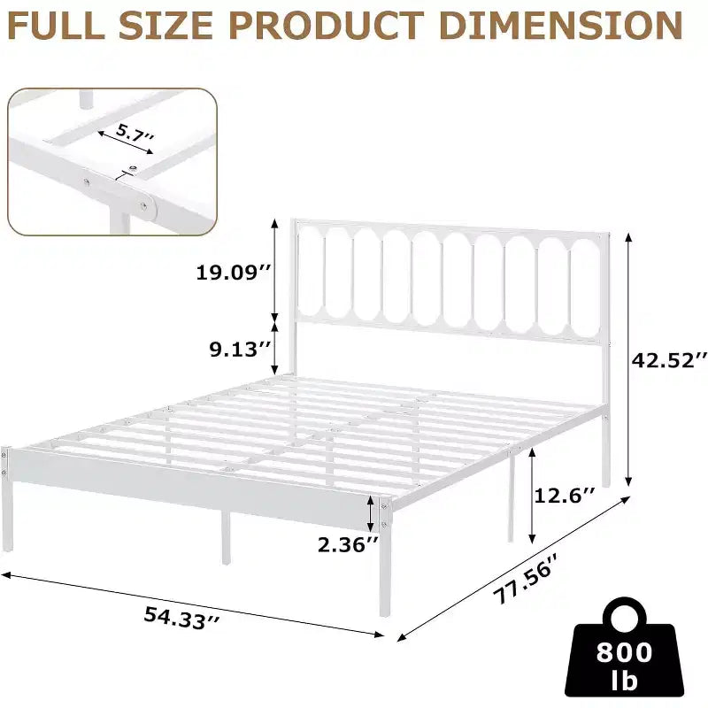 Cadre de lit Queen Size 14 pouces, lit plateforme en métal avec tête de lit, montage en 30 minutes, aucun sommier tapissier requis, design moderne, antidérapant