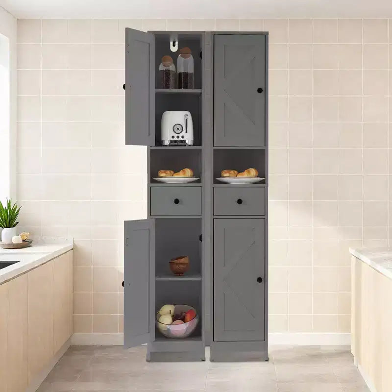 Meuble de rangement haut de salle de bain de 66,9 pouces, organiseur étroit autoportant avec étagères réglables, conception résistante à l'eau, pour les petits espaces de cuisine et de couloir,