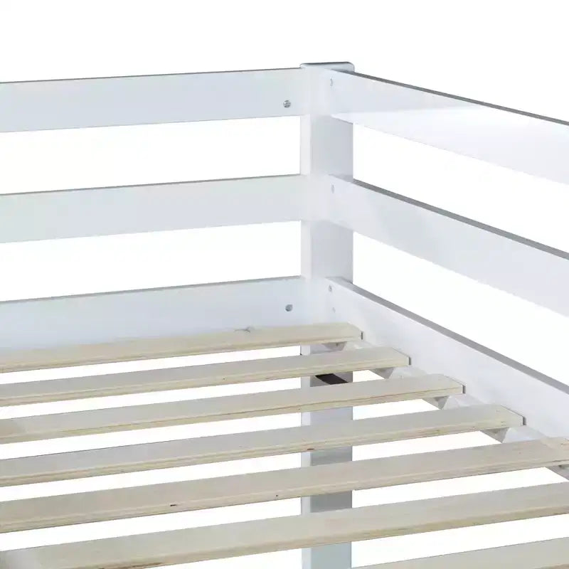 Lit superposé au sol pour enfant avec échelle et lattes renforcées