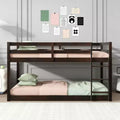 Luxystar Twin Size Floor Bunk Bed with Ladder and Strengthened Slats for Kids Room