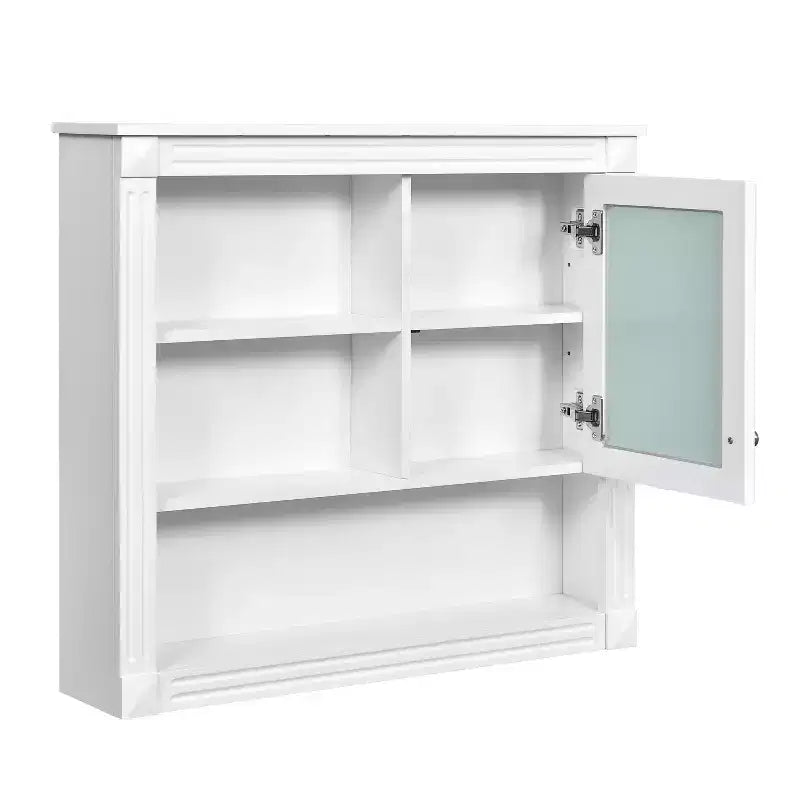 Meuble haut de salle de bain 32" avec miroir, étagères réglables et 4 étagères de rangement