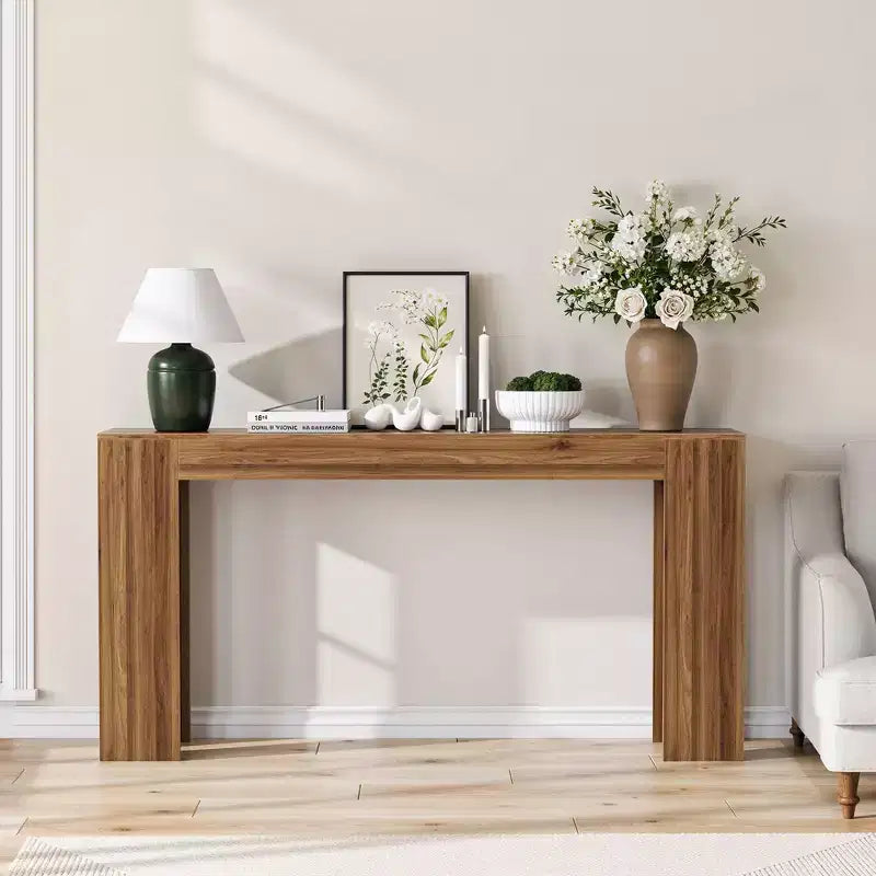 Table console extra longue de 160 cm, table de canapé de ferme, table d'entrée étroite pour couloir, salon, capacité de 90 kg